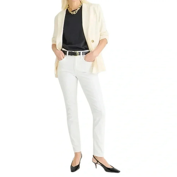 J Crew White Jeans 9” High-rise Toothpick Skinny Denim Pants - Picture 1 of 15